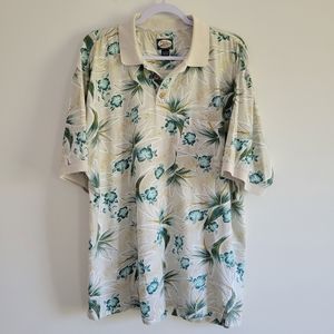 VTG Tommy Bahama Men's Floral Hawaiian Tropical Polo‎ Shirt Top L